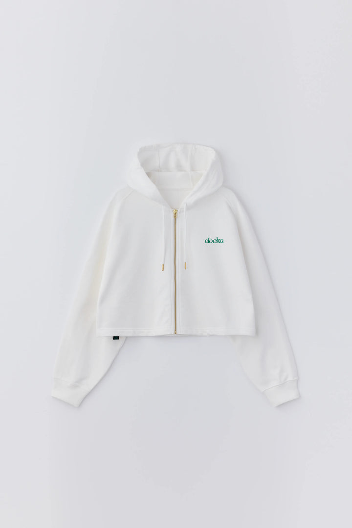 anytime logo zip parka / white