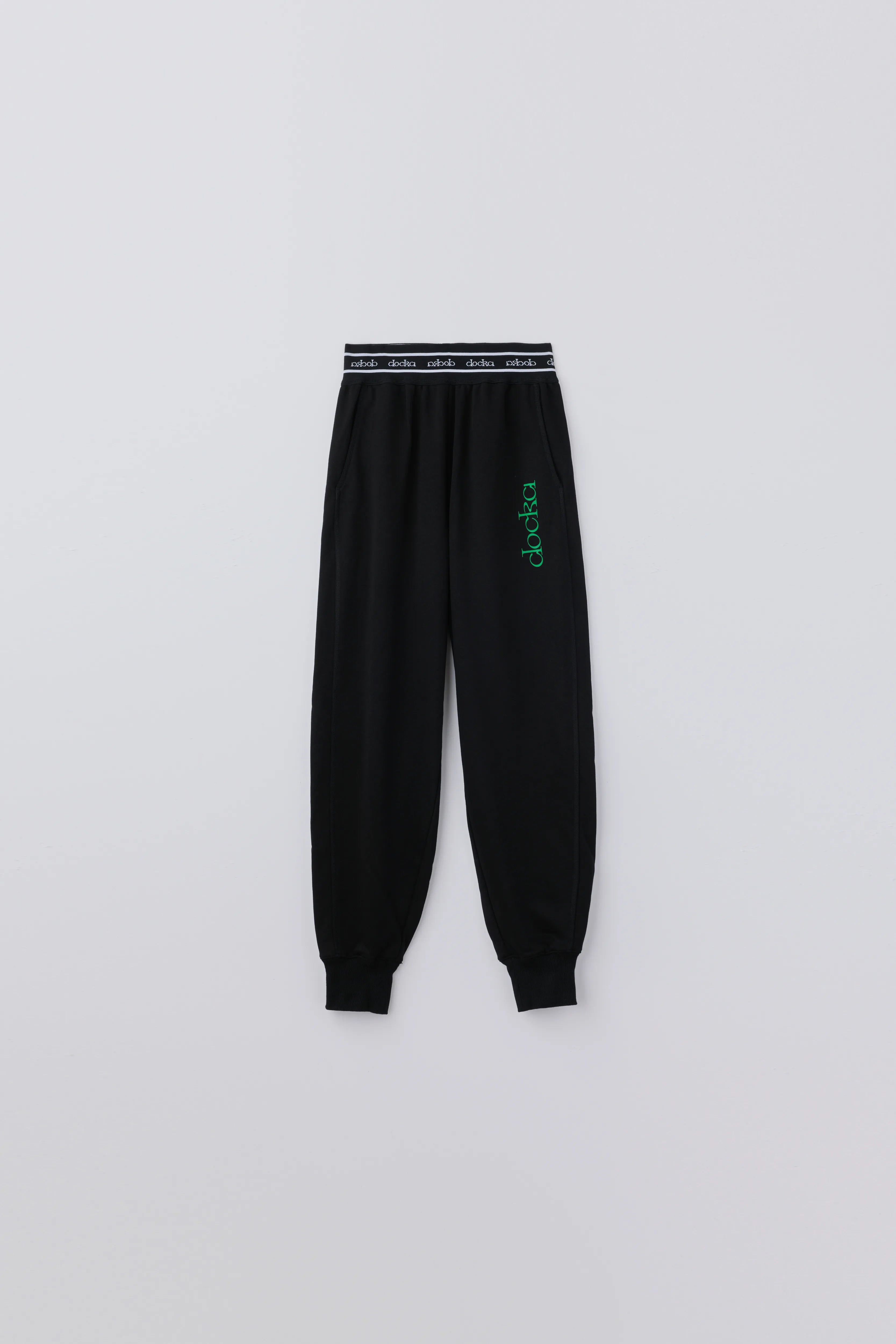 国内送 DEINET☆D ロゴ ウォッシュド スウェットパンツ ブラック LADIES] waist logo jogger pants / black – docka