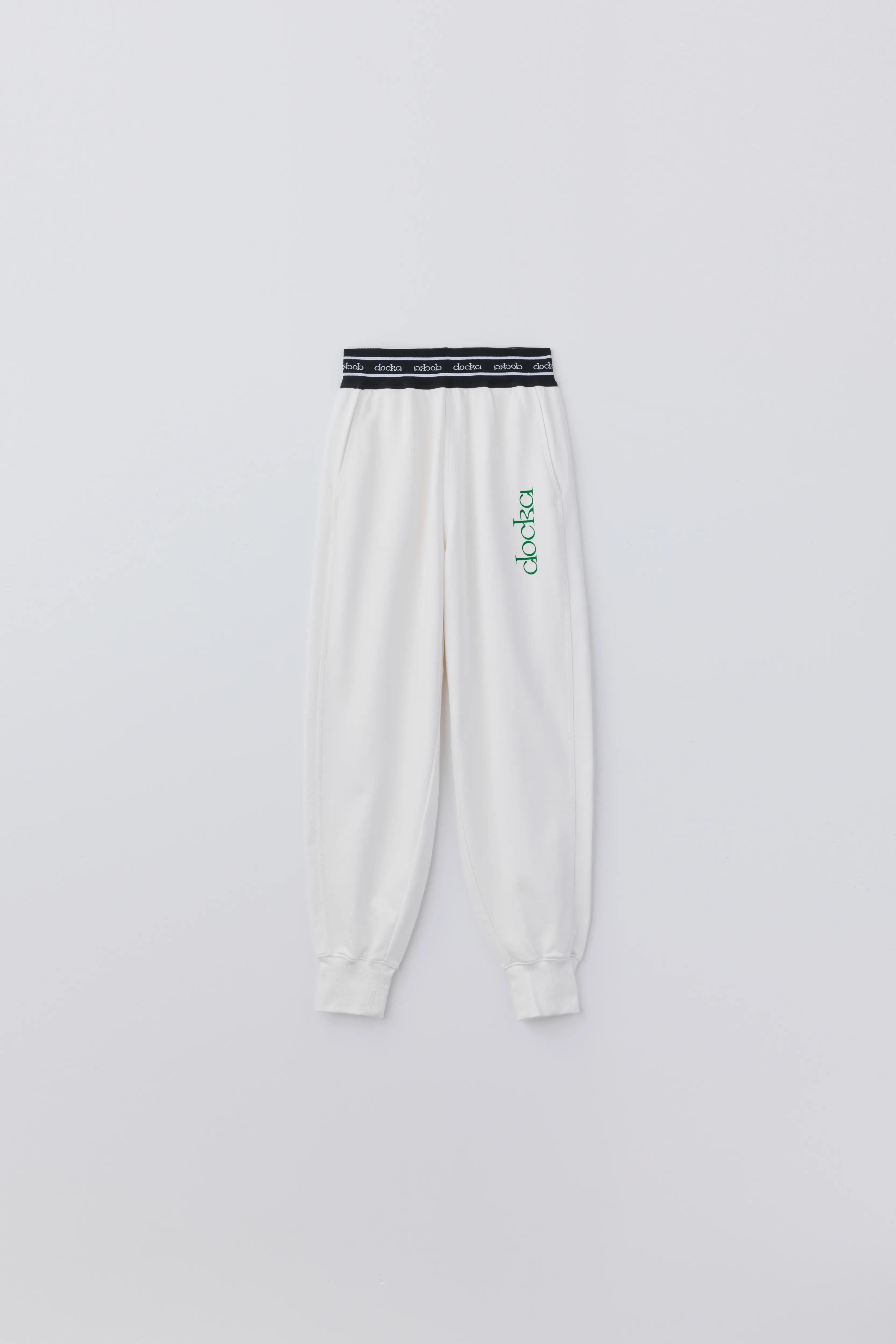 LADIES] waist logo jogger pants / white – docka