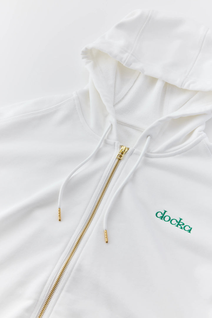 anytime logo zip parka / white