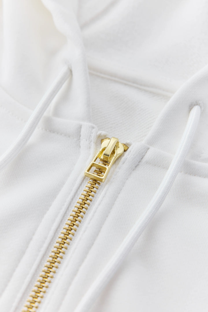 anytime logo zip parka / white