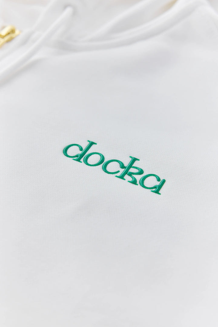 anytime logo zip parka / white