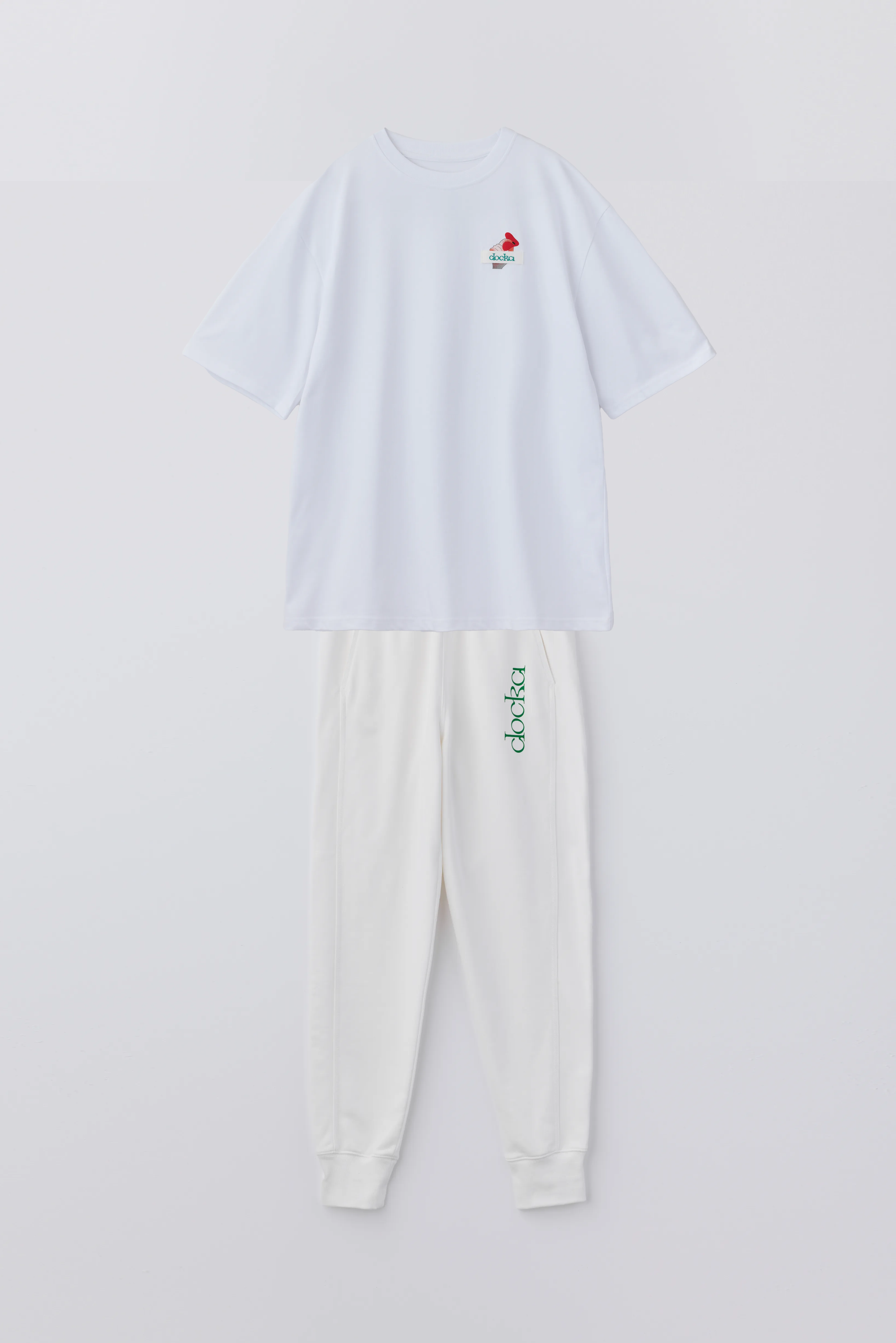 2set] one point over tee WHITE + [MENS] waist logo skinny