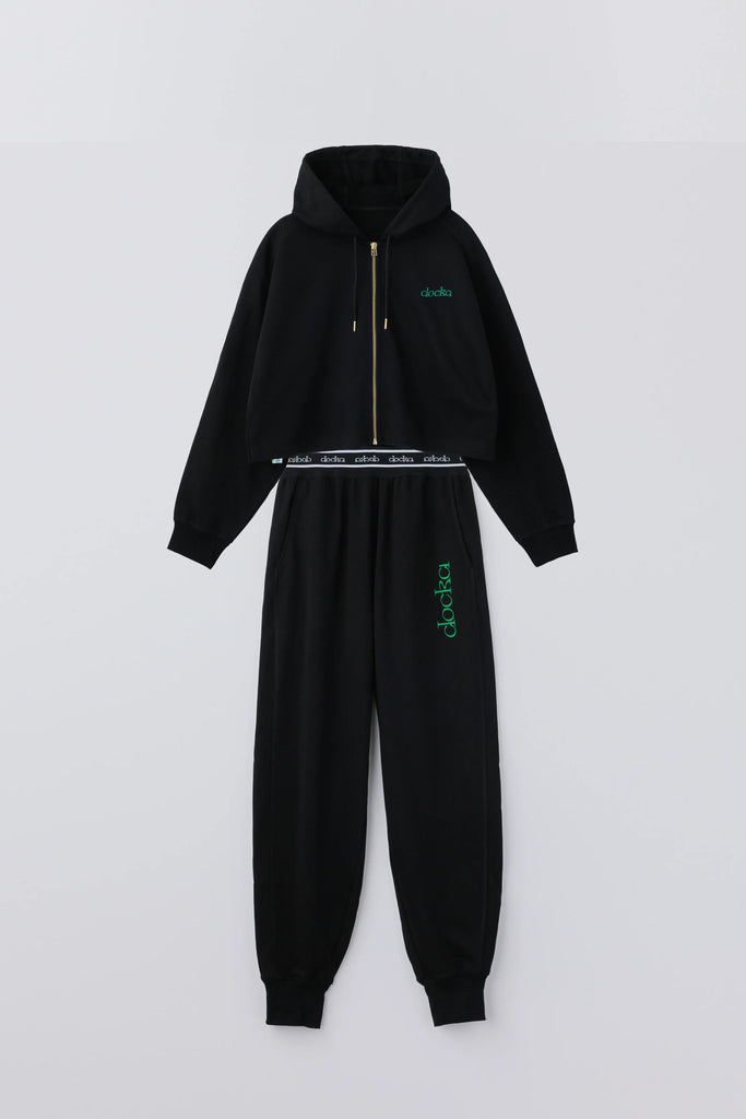 2set] anytime logo zip parka / [LADIES] black + waist logo
