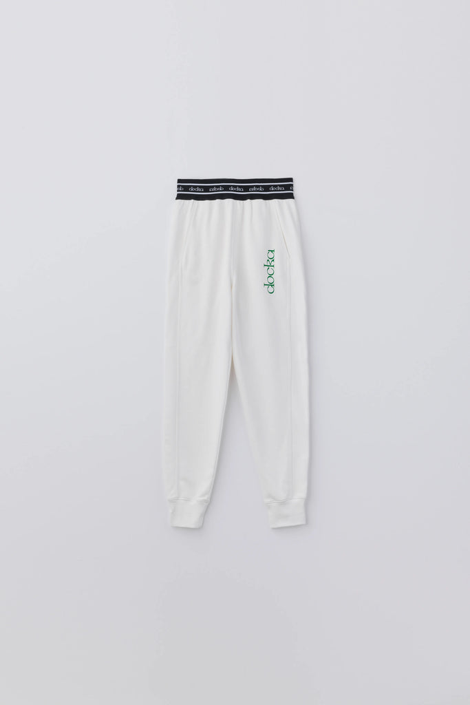 MEN'S] waist logo skinny jogger pants / white – docka